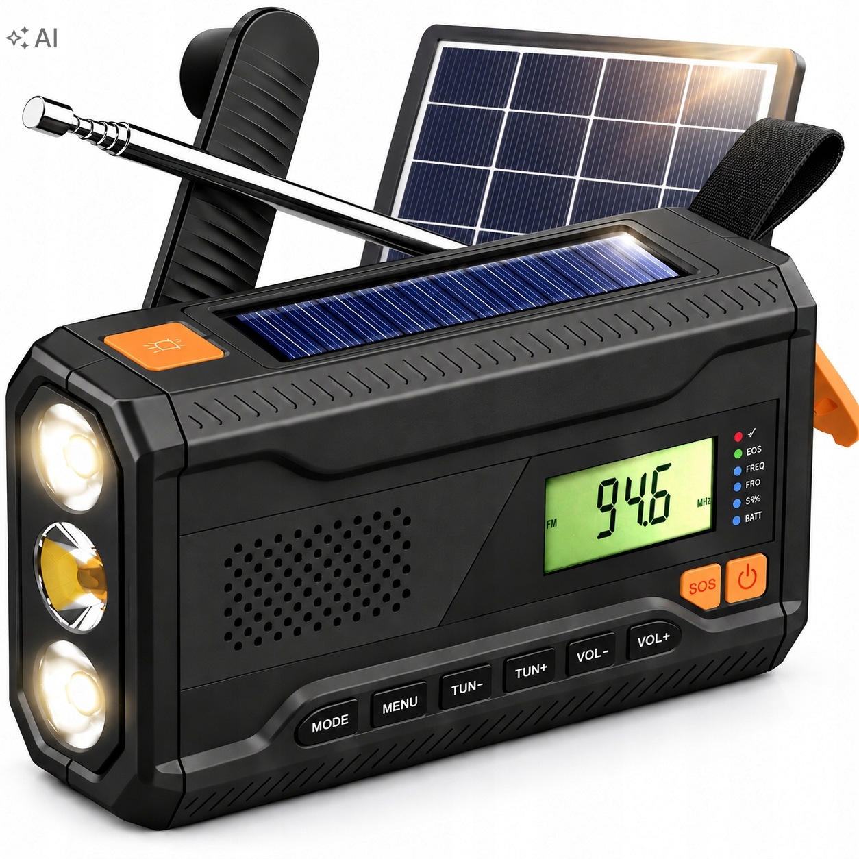 Přenosné Rádio Na Solární Kliku 4500 mAh Powerbanka Svítilna Sos Survival