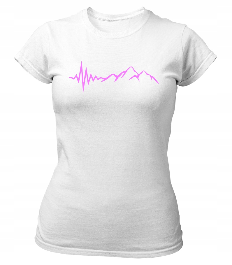 

Koszulka damska Góry Linia Życia Różowy Nadruk