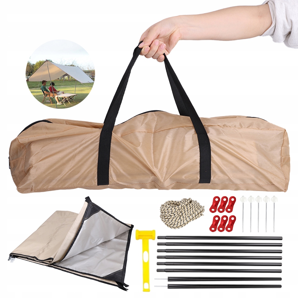 Płachta Plandeka Tarp Przenośna Markiza Składana Namiotowa 300x300cm Duży