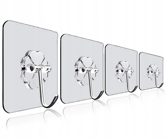 ZASTAW 4 WIESZACZKI RĘCZNIKI ŚCIERKI STALOWY SAMOPRZYLEPNY PRZYKLEJANY MAŁY