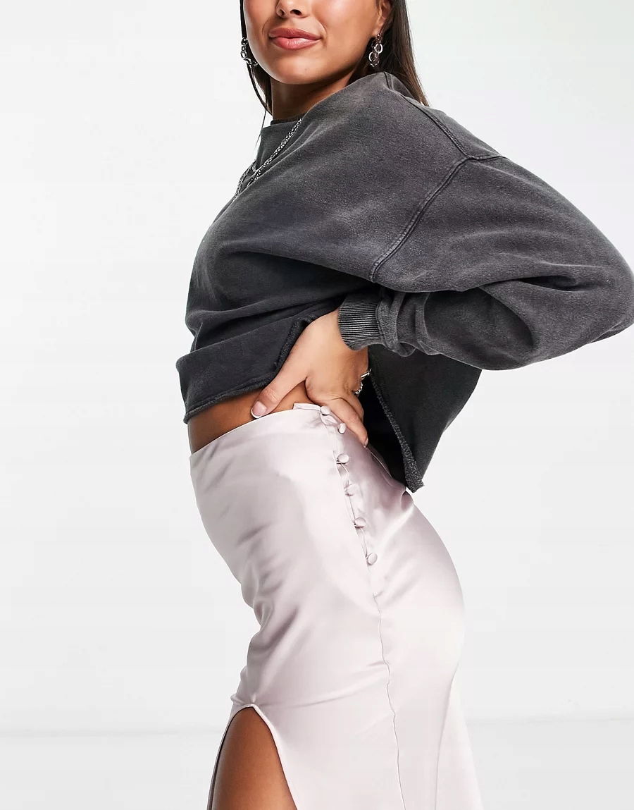 TOPSHOP SPÓDNICA SATYNOWA MIDI RÓŻOWA 38 RNN Rozmiar 38