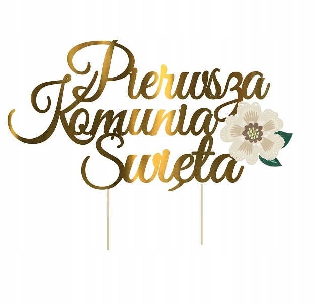 Topper kwiat beż na tort Pierwsza KOMUNIA Święta