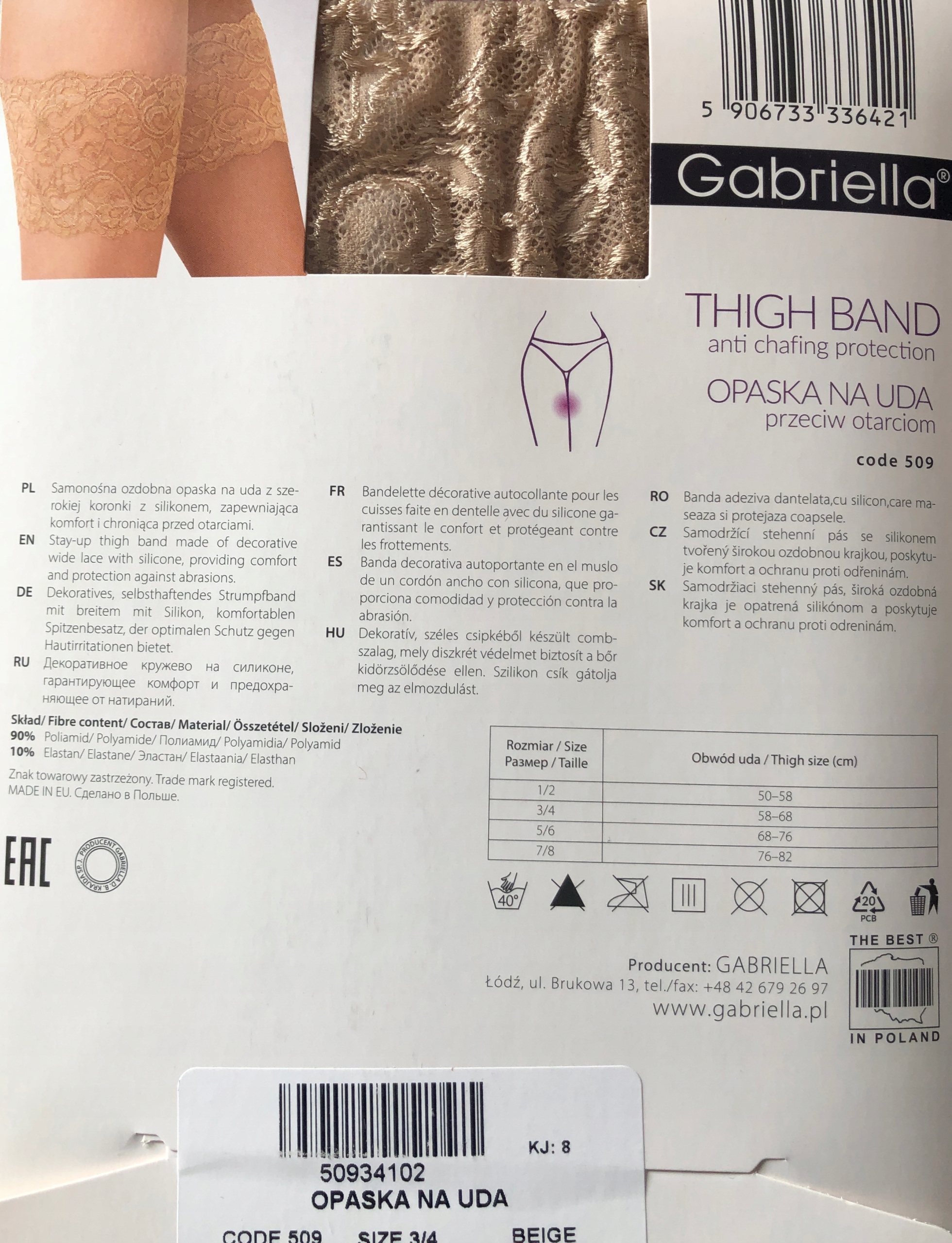 OPASKI NA UDA PRZECIW OTARCIOM KORONKOWE beżowe 3/4 2XL Odcień ecru