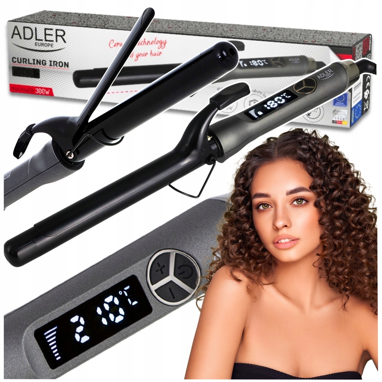 Lokówka Do Włosów Tradycyjna Z Regulacja Temperatury Ceramiczna LCD Premium