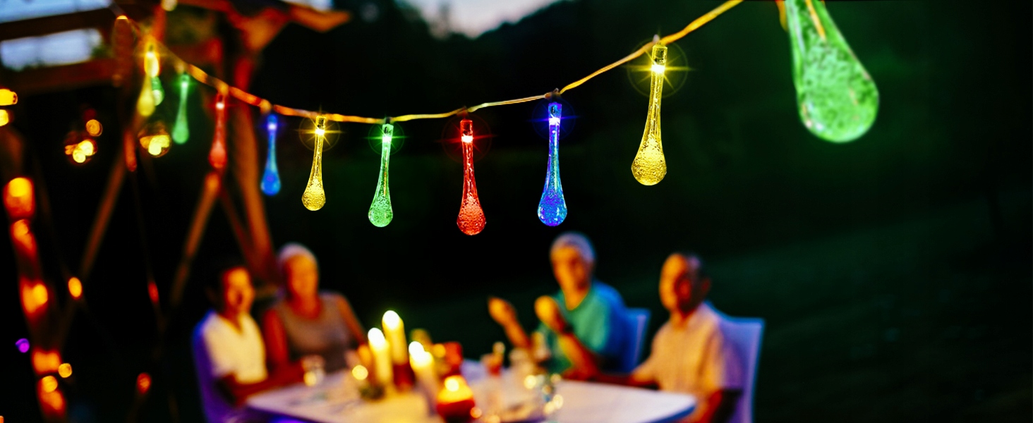 GIRLANDA SOLARNA OGRODOWA KROPLE 30 LED 6,5M Lampki Solarne Ogrodowe Lampy Klasa efektywności energetycznej - stara klasyfikacja A++