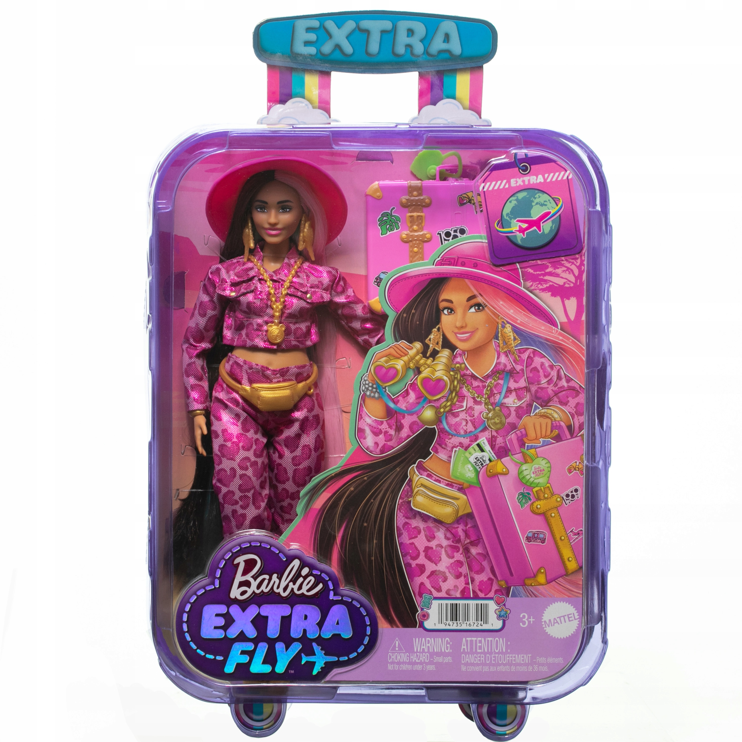Barbie Extra Fly Lalka Safari HPT48 Materiał karton plastik tkanina