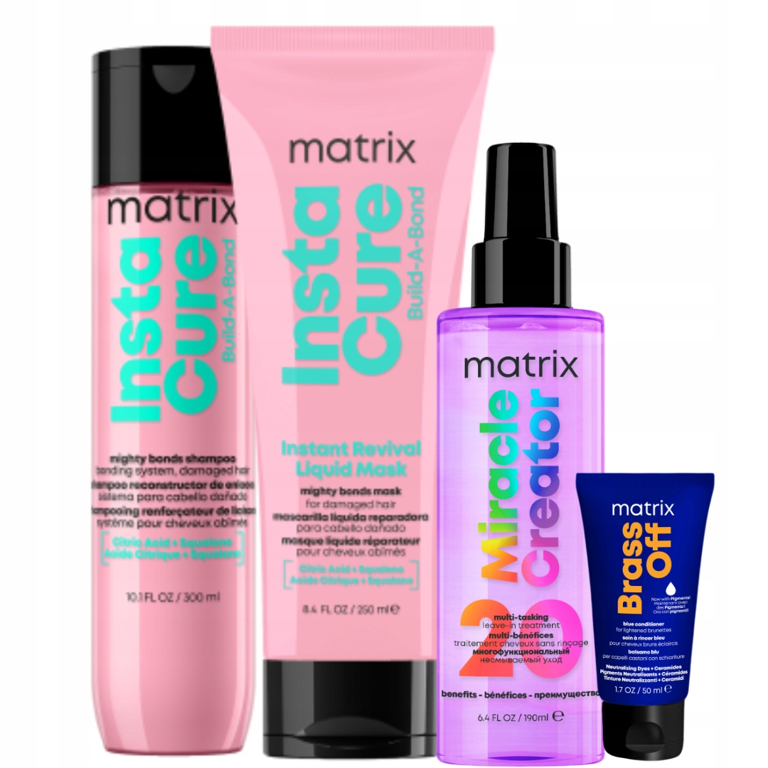Instacure Build-A-Bond szampon, maska, Miracle Creator spray Zestaw