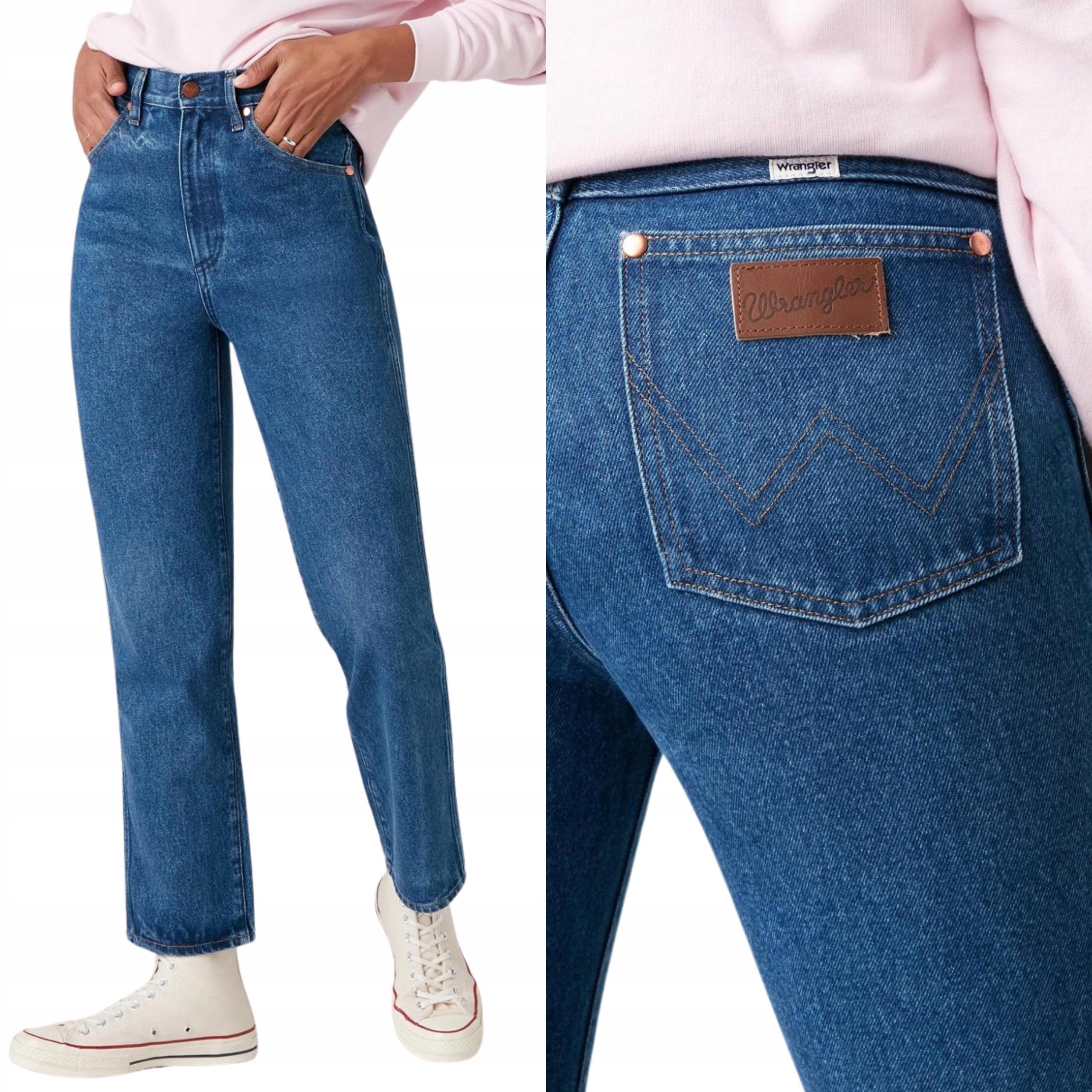 Wrangler džíny High Waist straight Blue Wild West W27 L32