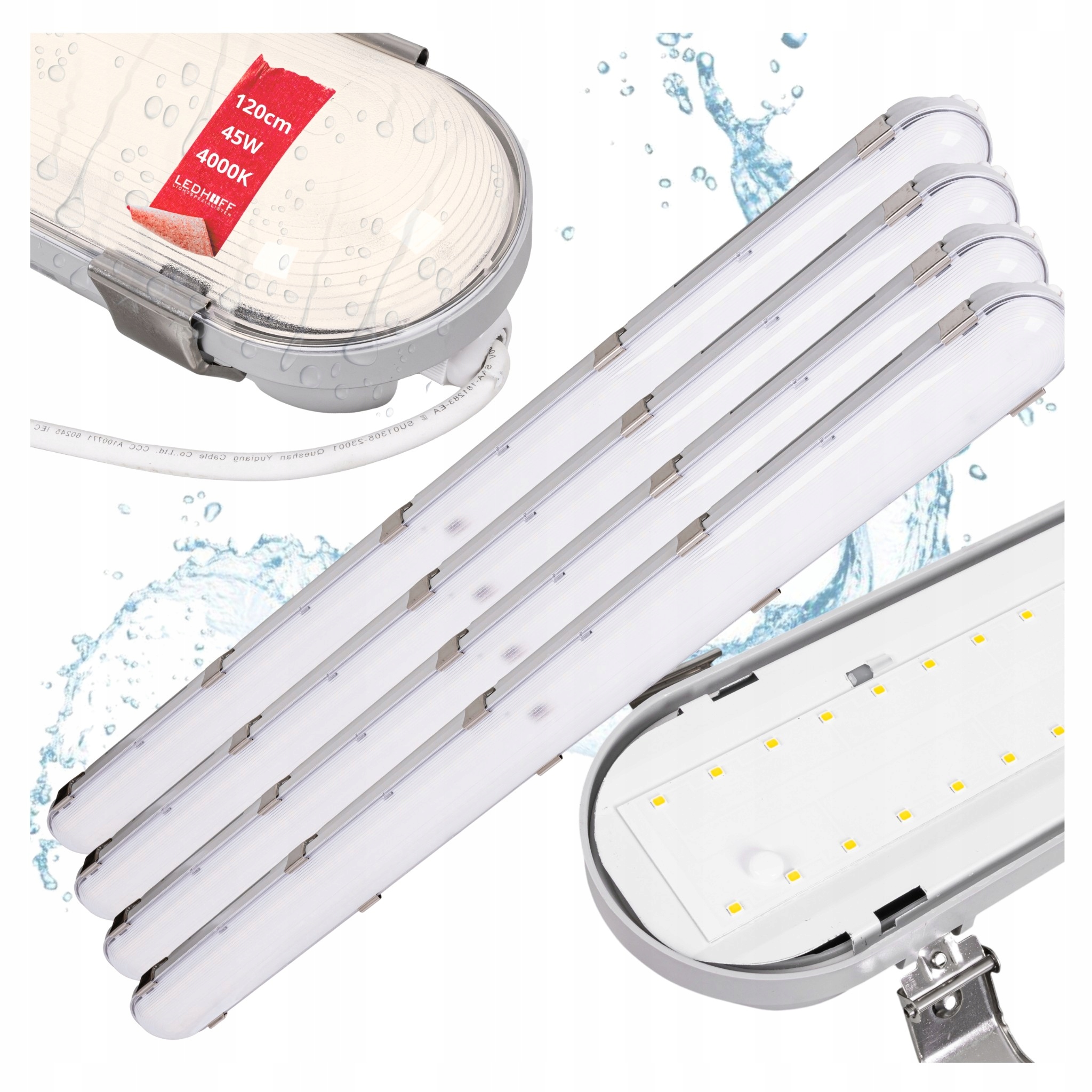 Led hermetická lampa Vodotesná do dielne Prírodná Silná x4