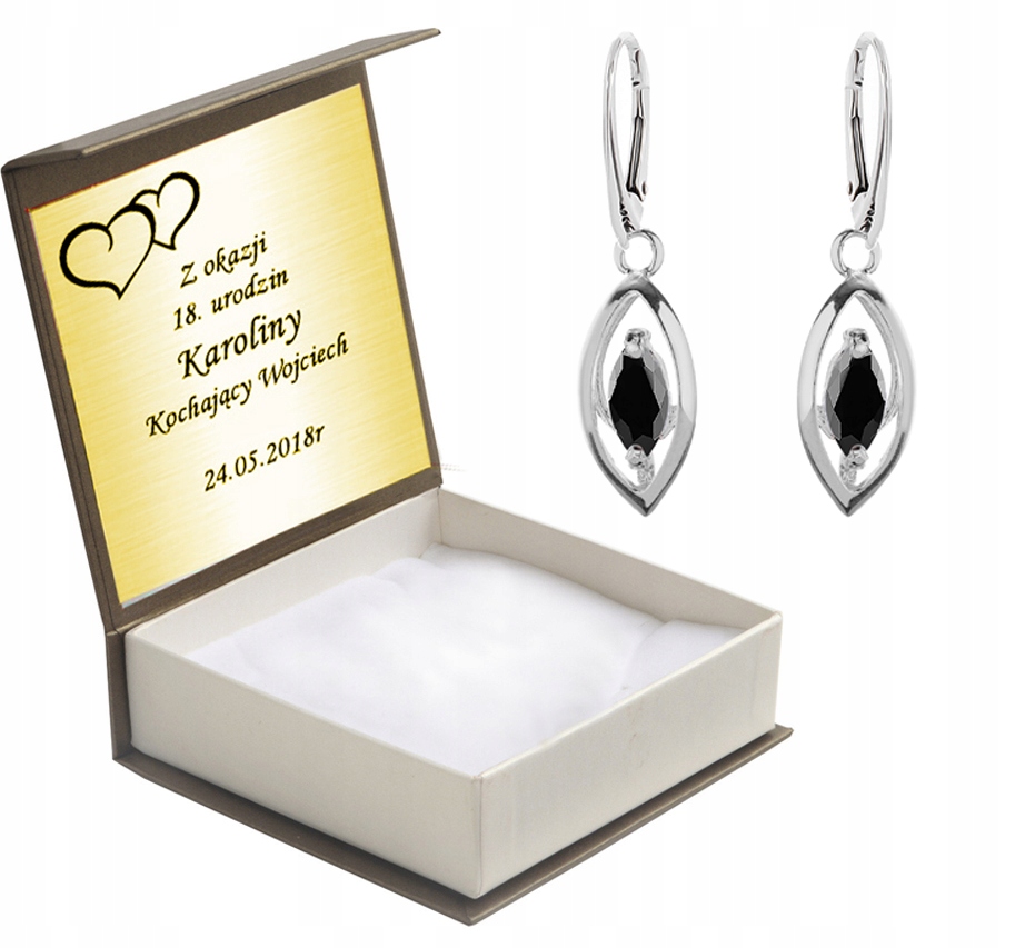 

Kolczyki Z Czarnymi Cyrkoniami Angielsk.zap+grawer