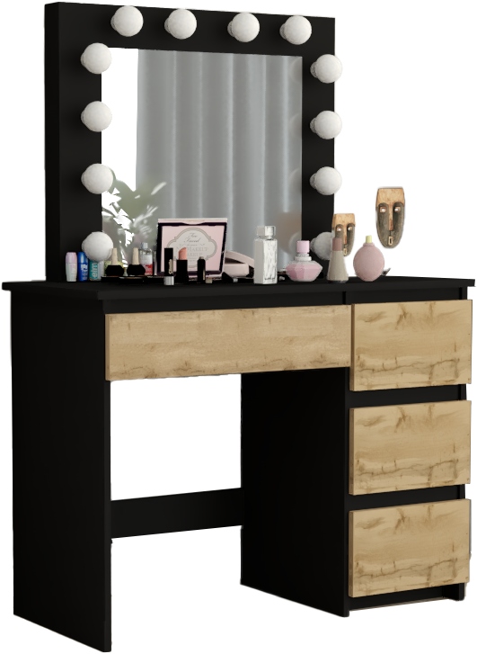 TOALETKA KOSMETYCZNA LUSTRO Z OŚWIETLENIEM 12x LED DĄB WOTAN