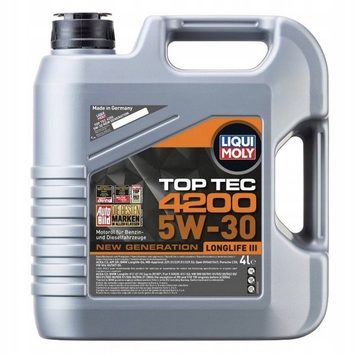 Olej silnikowy 5W-30 Liqui Moly Top Tec 4200 4L wydajność i ochrona