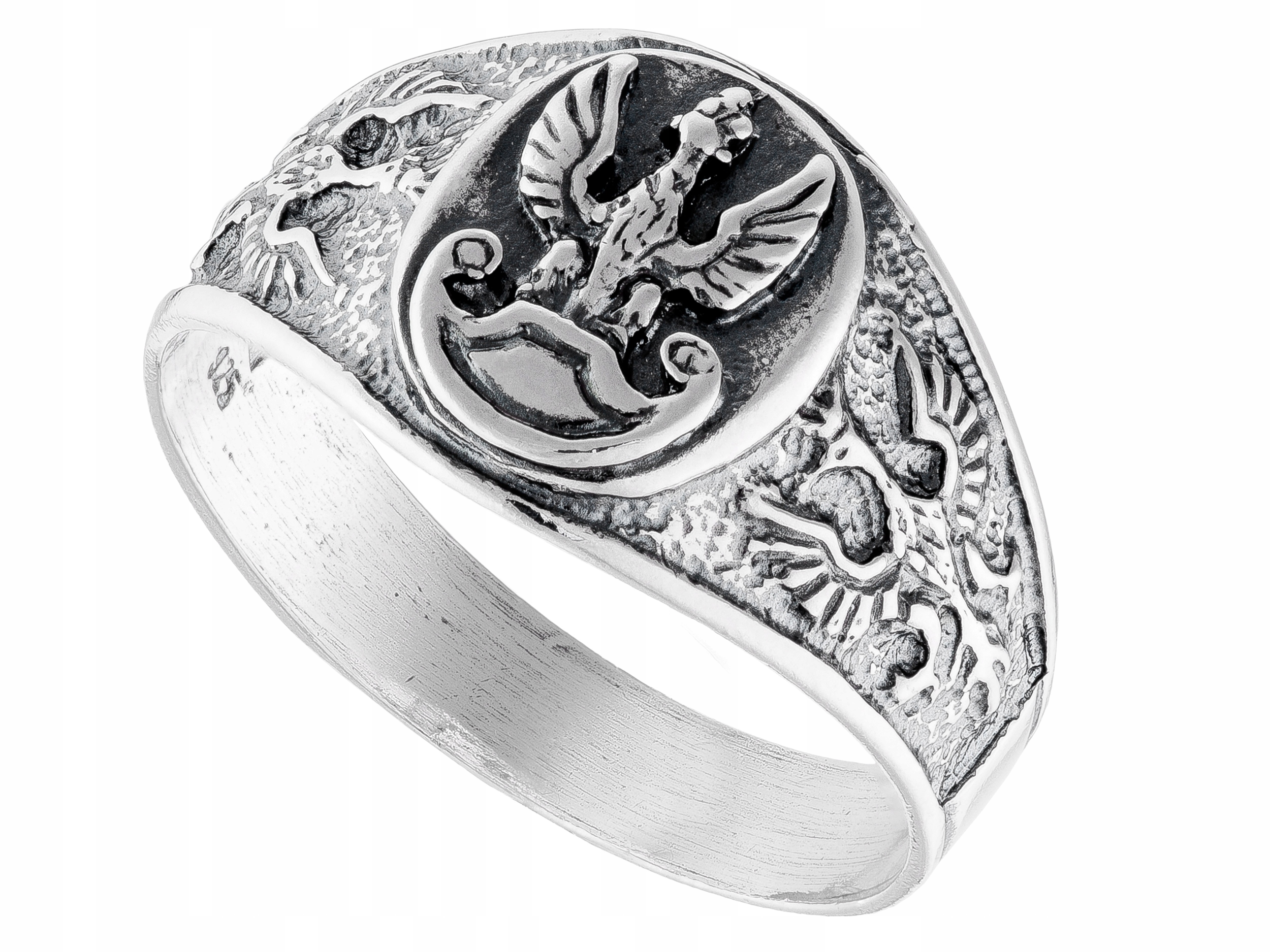 Stříbrný Pánský Signet s Orlicí Patriotický Orel v Koruně Vojsko Polské 31