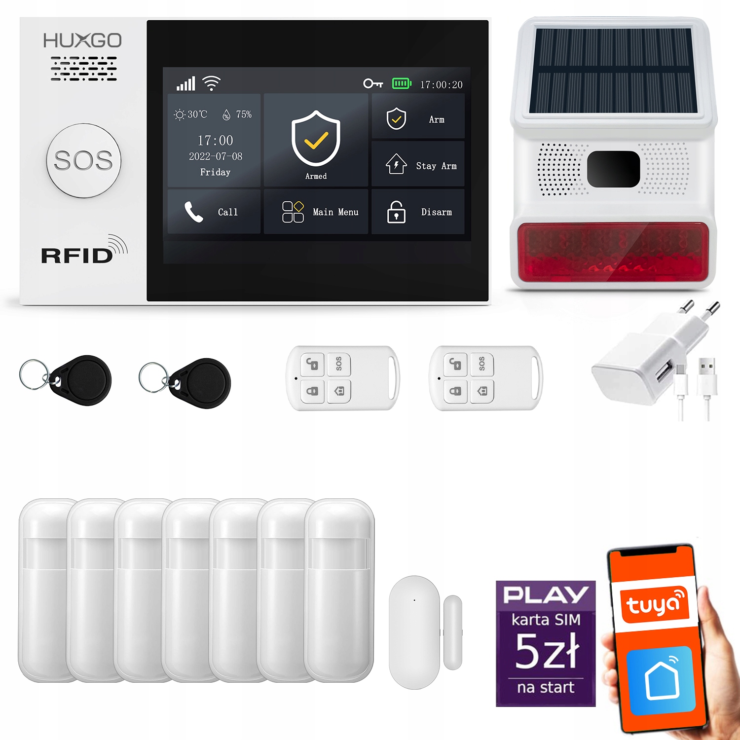 Bezdrôtový alarm Gsm WiFi s aplikáciou Tuya, sada Huxgo HXA007