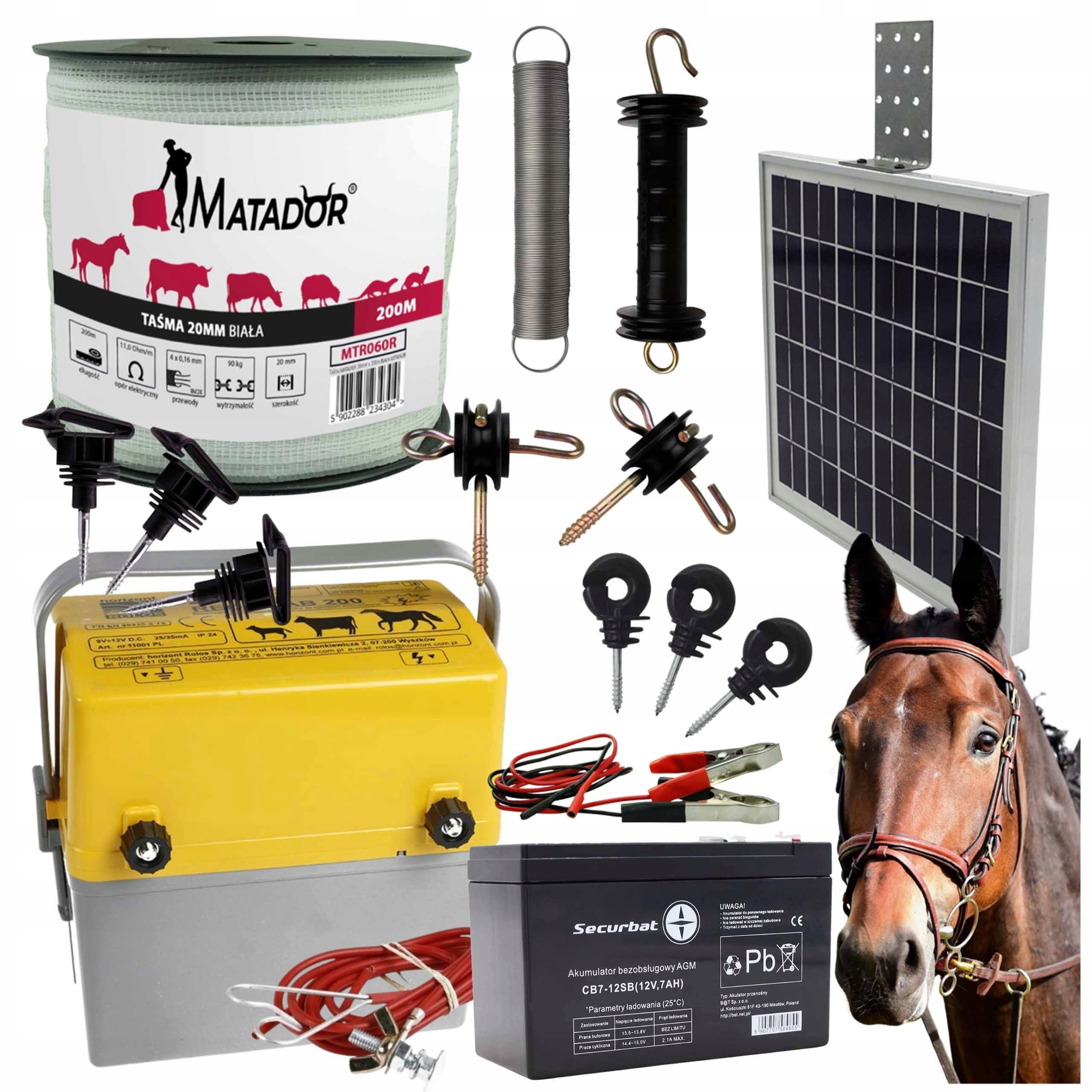 Pastuch Elektryczny Solarny Zestaw Z Panelem Słonecznym Na Konie Redyk