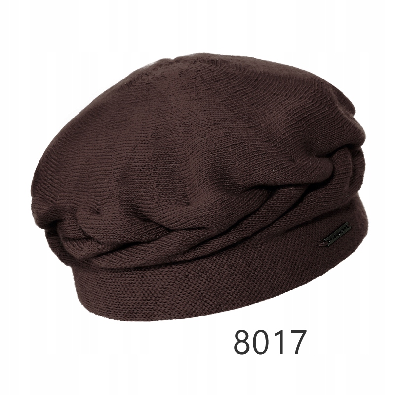 Hnědý vlněný hladký baret na stojáčku, zimní čepice, dámská bdz23.04/8017