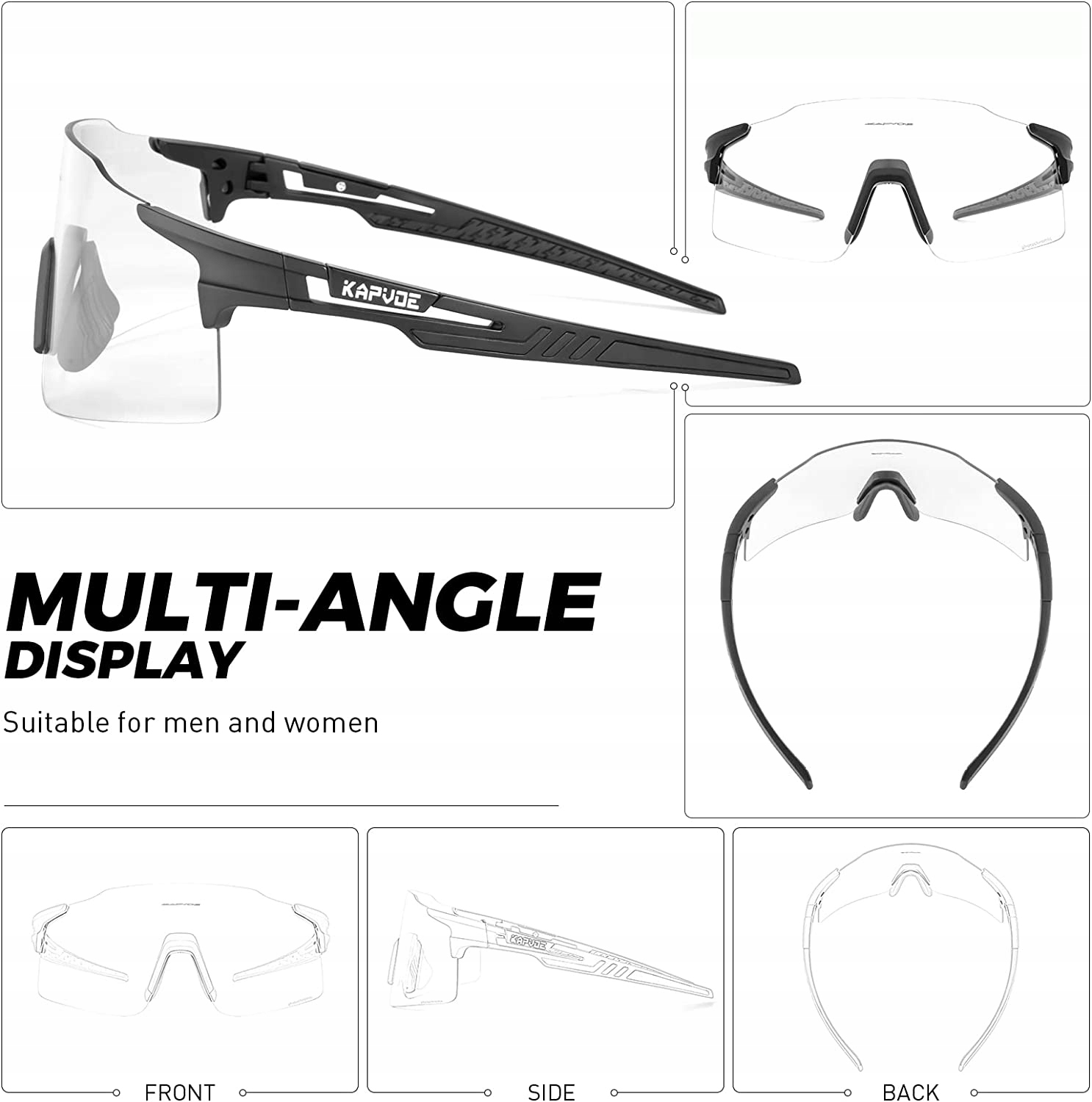 KAPVOE MĘSKIE KOBIET FOTOCHROMOWE OKULARY ROWEROWE MTB Model PC-KE-X27