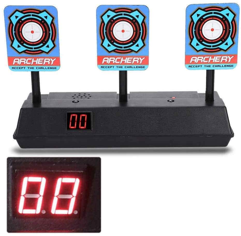 TARCZA ELEKTRYCZNA STRZELNICA DO WYRZUTNI 3 CELE WYŚWIETLACZ Seria Do Nerf Hasbro