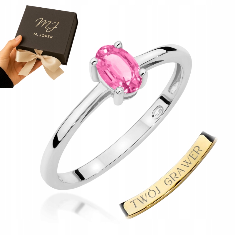 Prstýnek Bílé Zlato 585 S Růžovým Topazem 0,50 ct Gravírování M.jopek