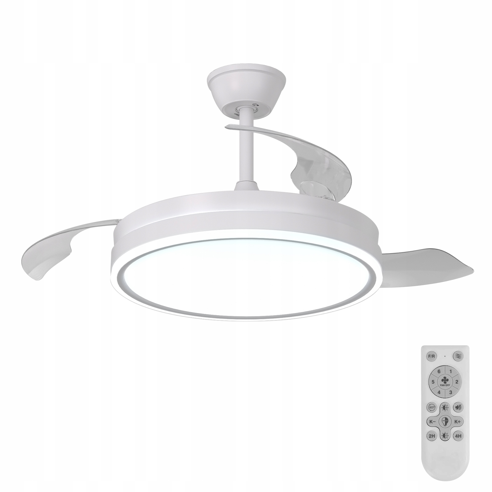 Led stropná lampa luster s ventilátorom na diaľkové ovládanie, biely, moderný, 36W