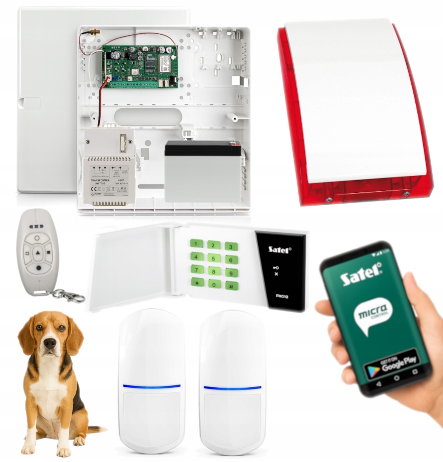Bezprzewodowy System Alarmowy Satel Micra 2 Czujki Pet Gsm Panel Aplikacja