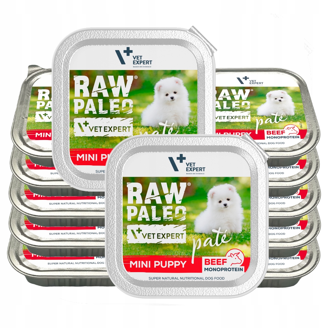 Raw Paleo Pate Mini Puppy Vlhké Krmivo pro štěňata s hovězím masem 12x150 g