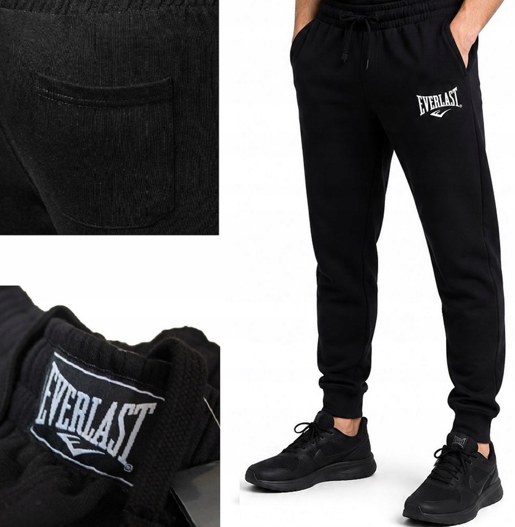 Spodnie Dresowe Everlast French Terry Dresy z Bawełny Bez Ocieplenia XL