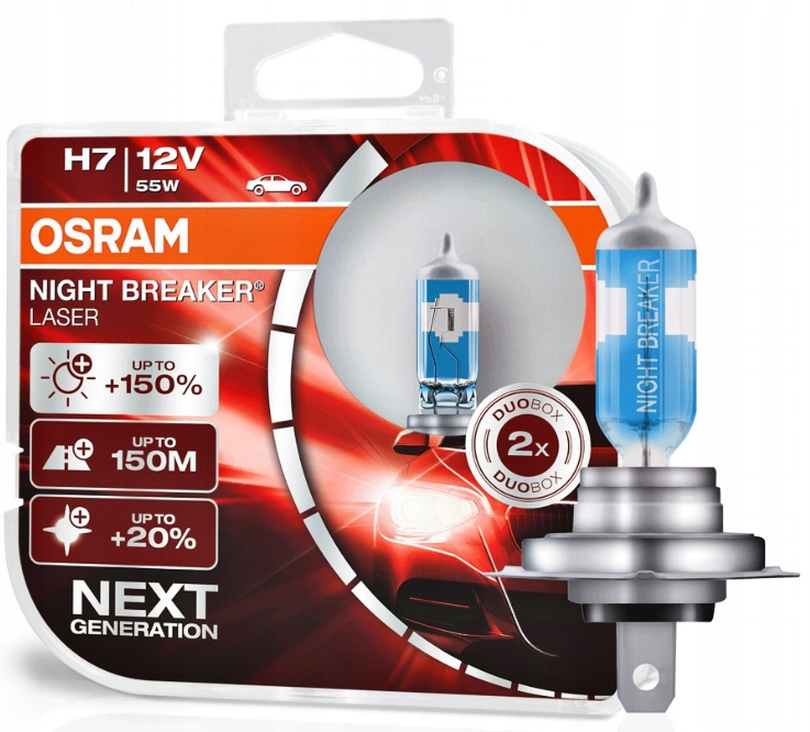 Фото - Автолампа Osram Żarówki  H7 Night Braker Laser +150 Buo Komplet Żarówek H7 12V 55W 