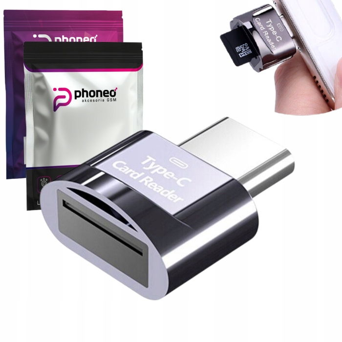 Czytnik Kart Phoneo Micro Sd Tf na Usb-c Macbook Ipad Laptop Pc Brelok