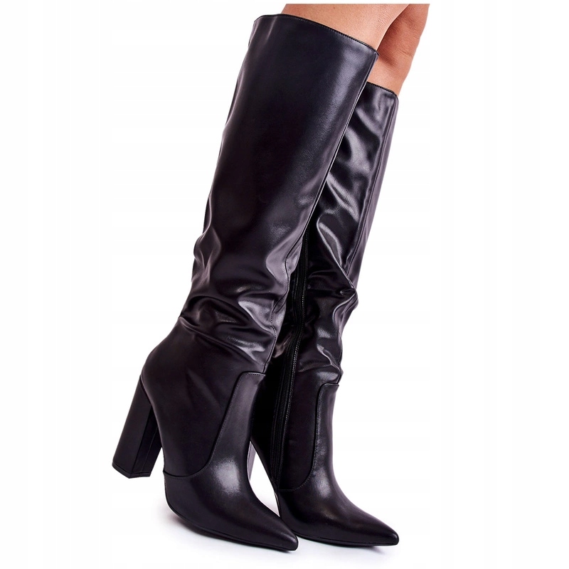 Klasické Vysoké Kozačky Na Podpatku Černé 40
