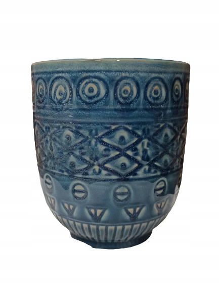 Osłonka niebieska ze wzorem 14x15cm doniczka