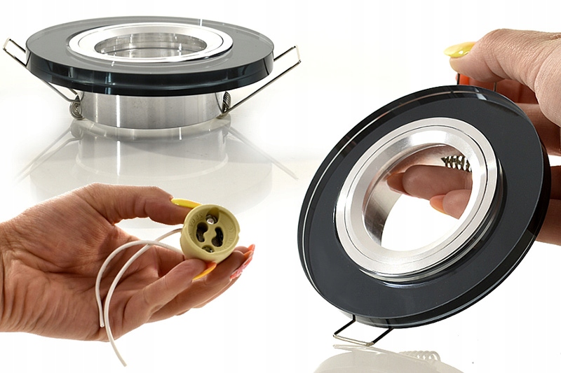 3x OCZKO SUFITOWE LED OPRAWKA HALOGENOWA RAMKA KRYSZTAŁ SZKŁO+ ŻARÓWKA GU10 Kod producenta OpSuf7002KO_BK$GnGU10$ZarGU10