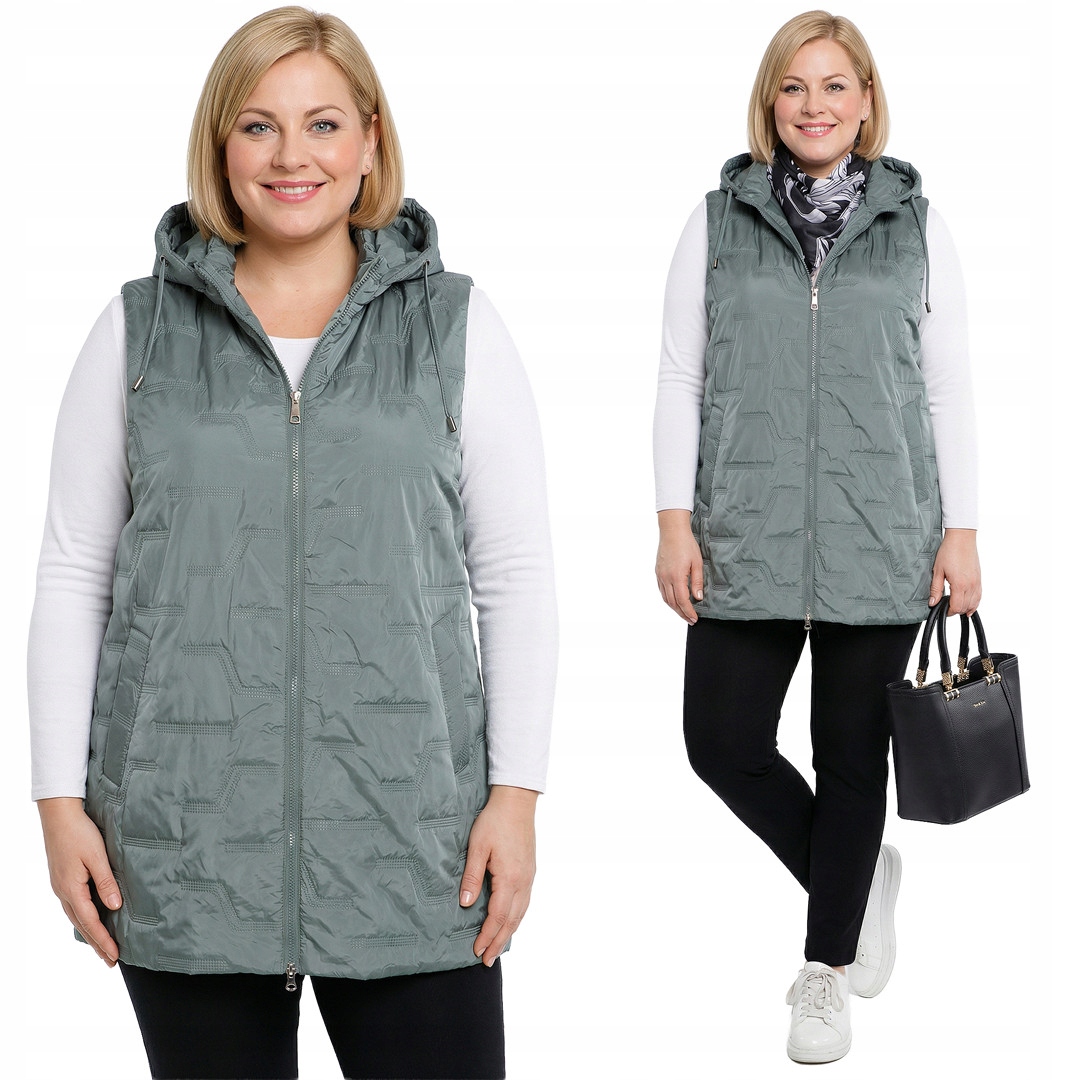 Olivová reliéfní vesta s vzorem plus size velikost 62