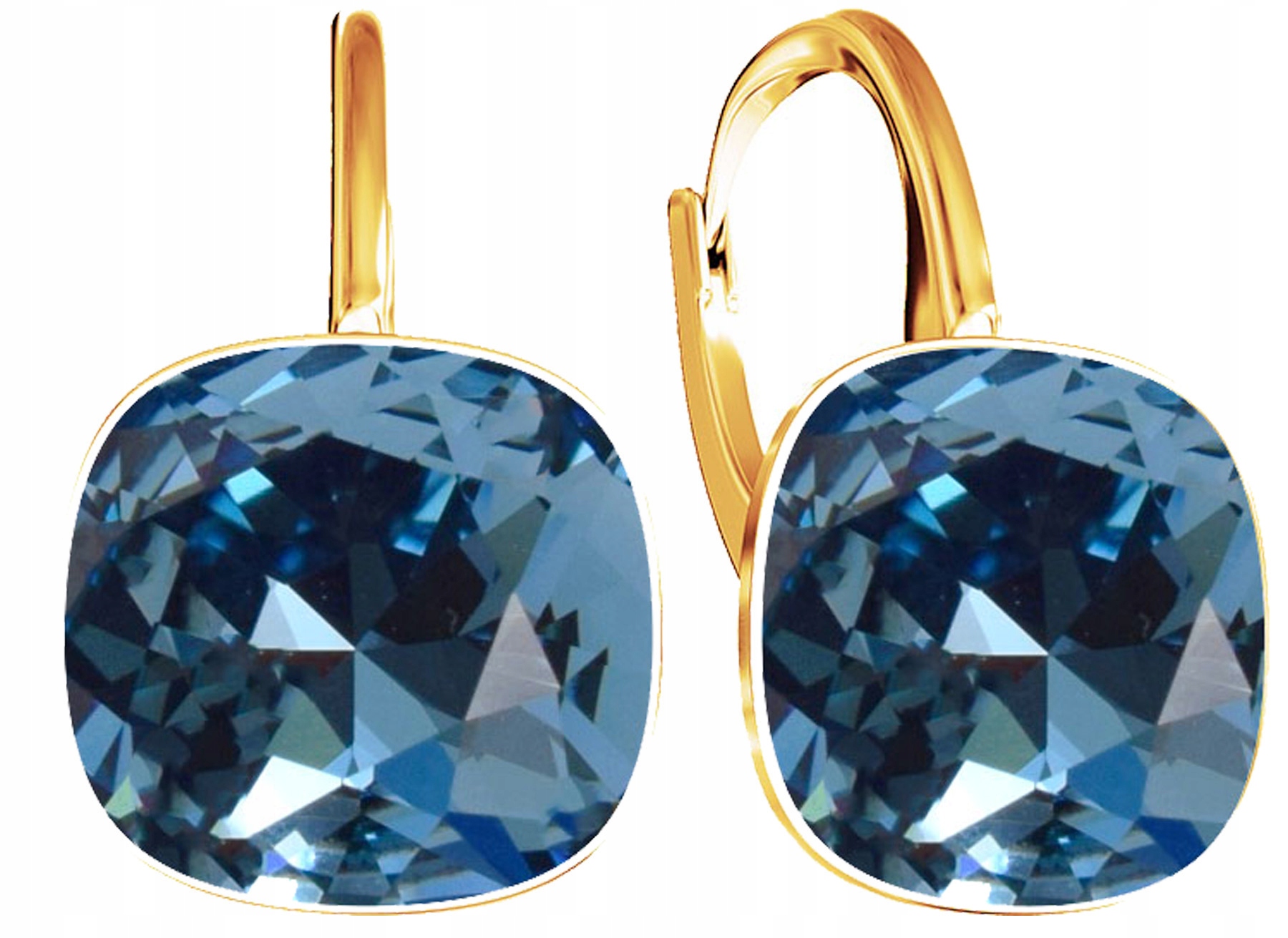 Dámské zlaté závěsné Náušnice Stříbro 925 jako Dárek pro ženu, modré