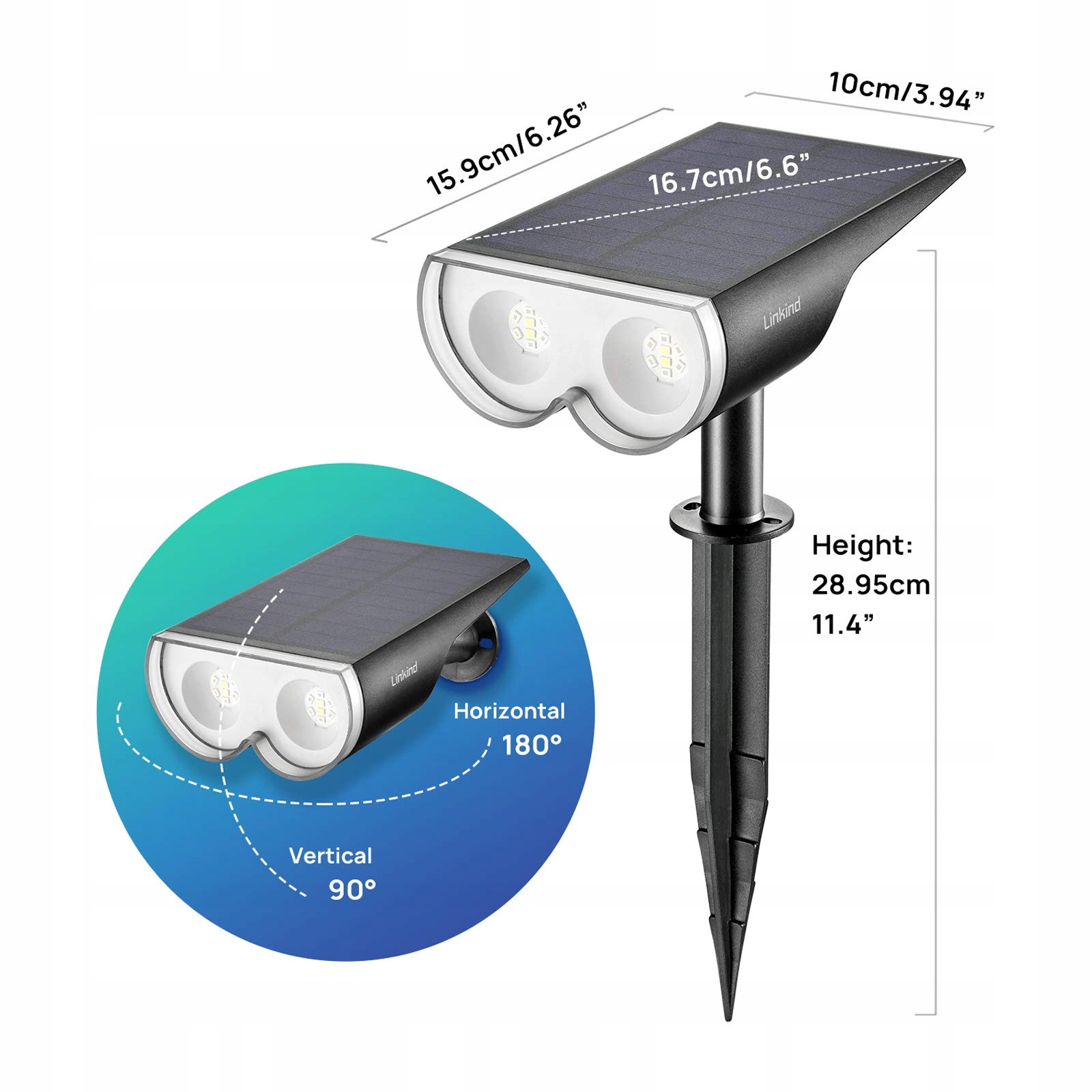 LINKID Reflektory Słoneczne Solarne Lampy RGB x2 — miniatura 2