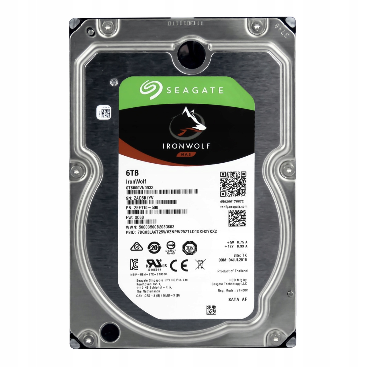 Seagate Ironwolf Nas 6TB 7.2K 256MB Sata III 3.5'' ST6000VN0033