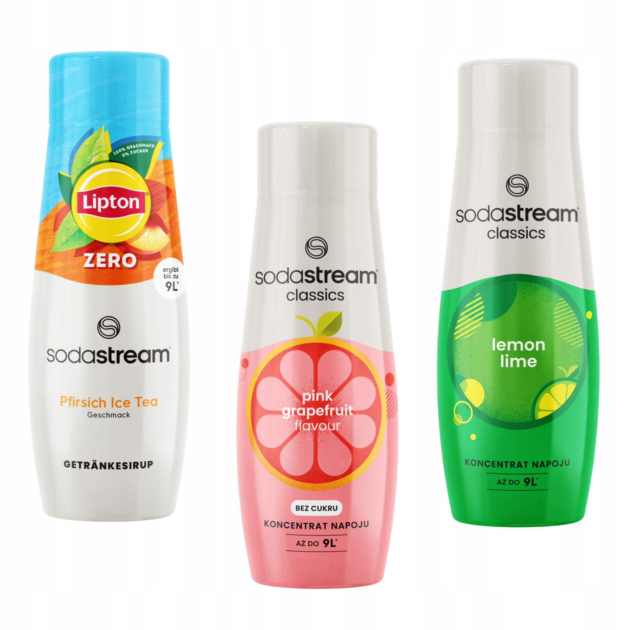 Sada 3 koncentrátů Sodastream. Ice Tea Peach Zero, Grapefruit, LemonLime