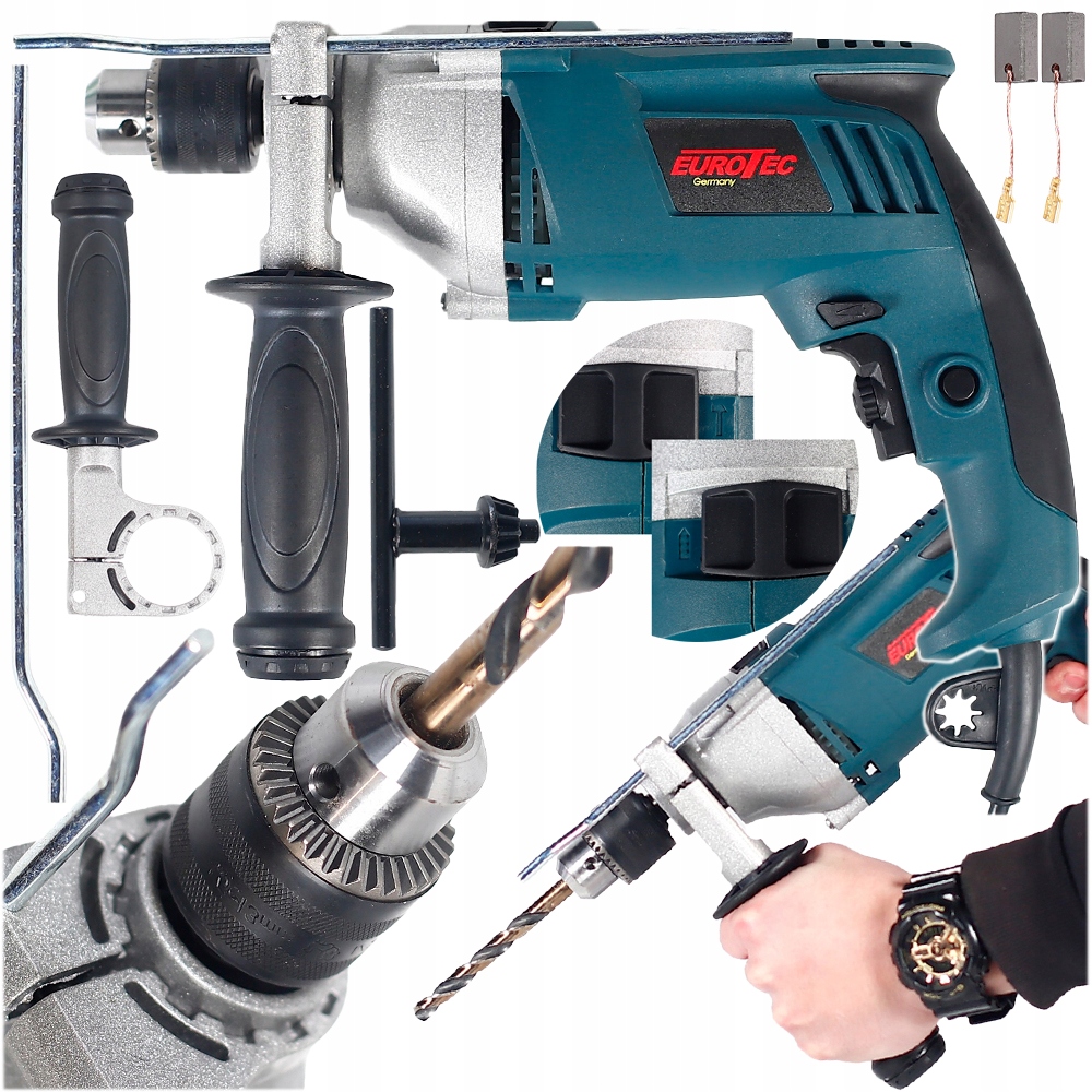 Wiertarka Udarowa Elektryczna Ø13 1850W Udar Mocna Jednobiegowa Zestaw