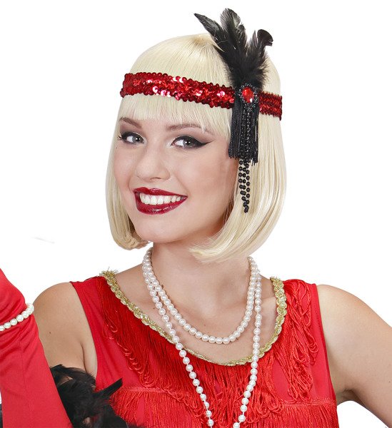 OPASKA RETRO CHARLESTON CZERWONA PIÓRO KORALIKI Marka Widmann