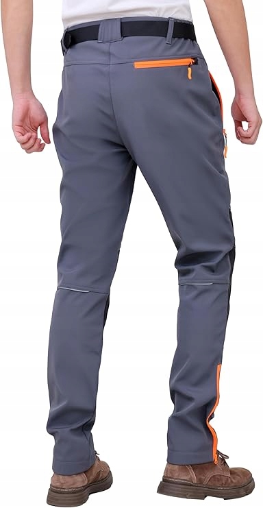 Work Idea Męskie Spodnie Outdoorowe Wodoodporne Ocieplane Polarem Szary 3XL