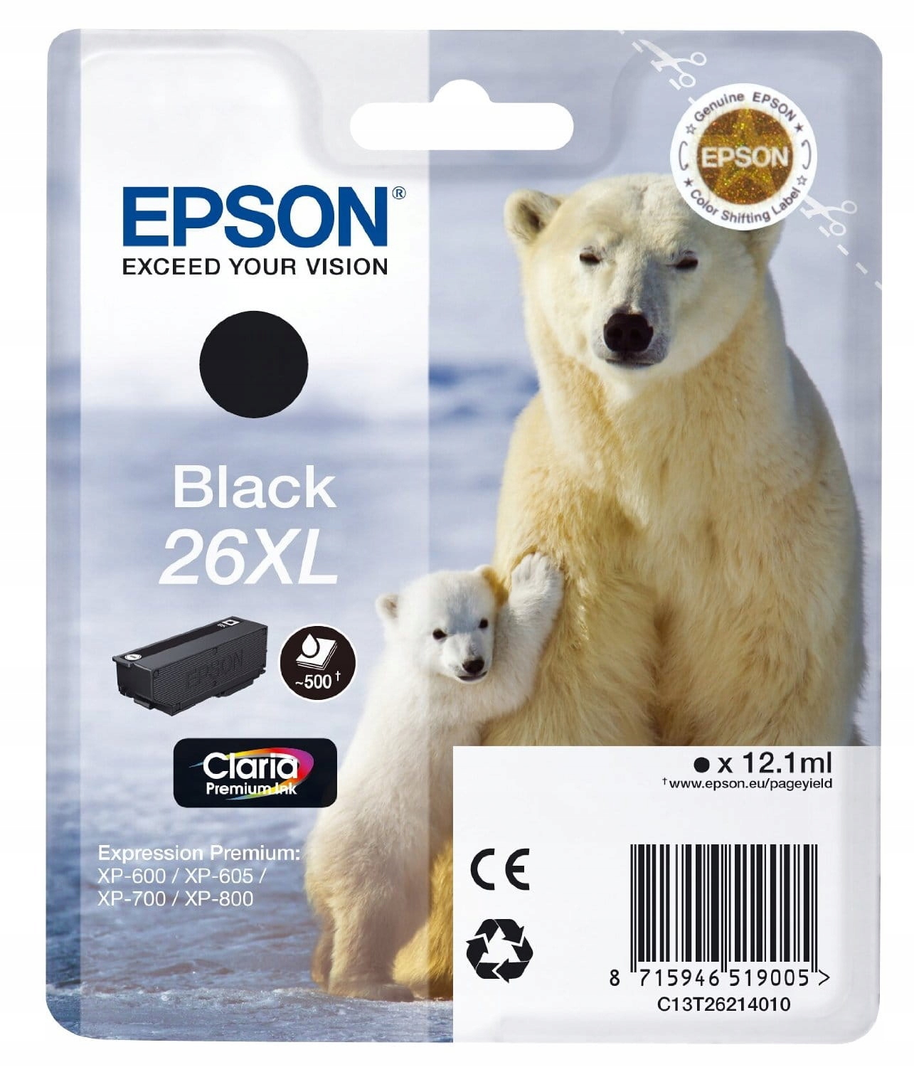 Tusz Epson 26XL C13T26214010 12,2ml BK Oryginał