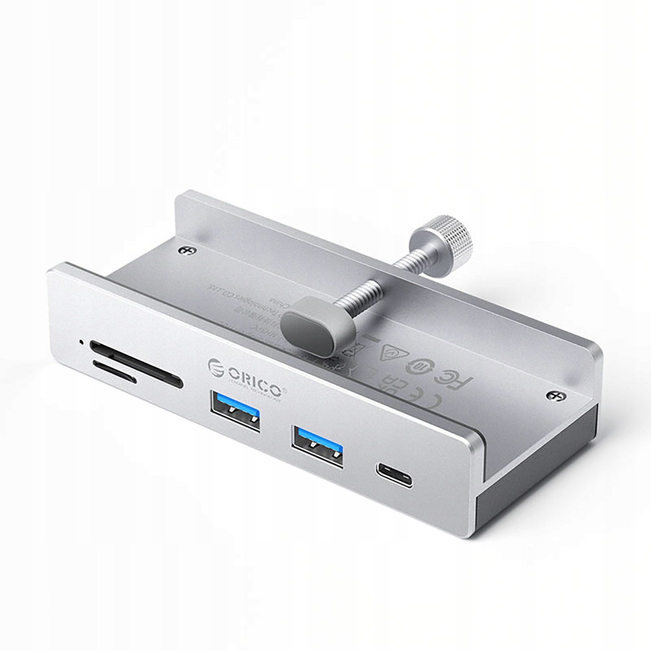 Hub MH5PC namontovaný na svorce Usb-c Usb-a Usb-c Sd Tf stříbrný