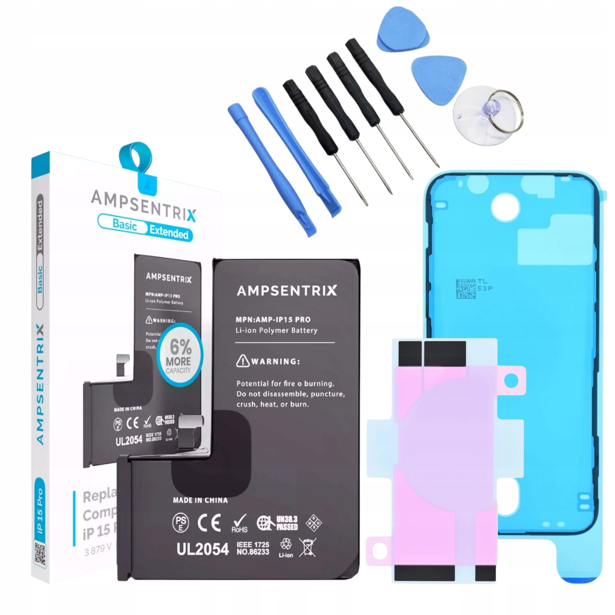 Bateria Apple iPhone 15 Pro Zwiększona Pojemność 3480mAh Ampsentrix +zestaw