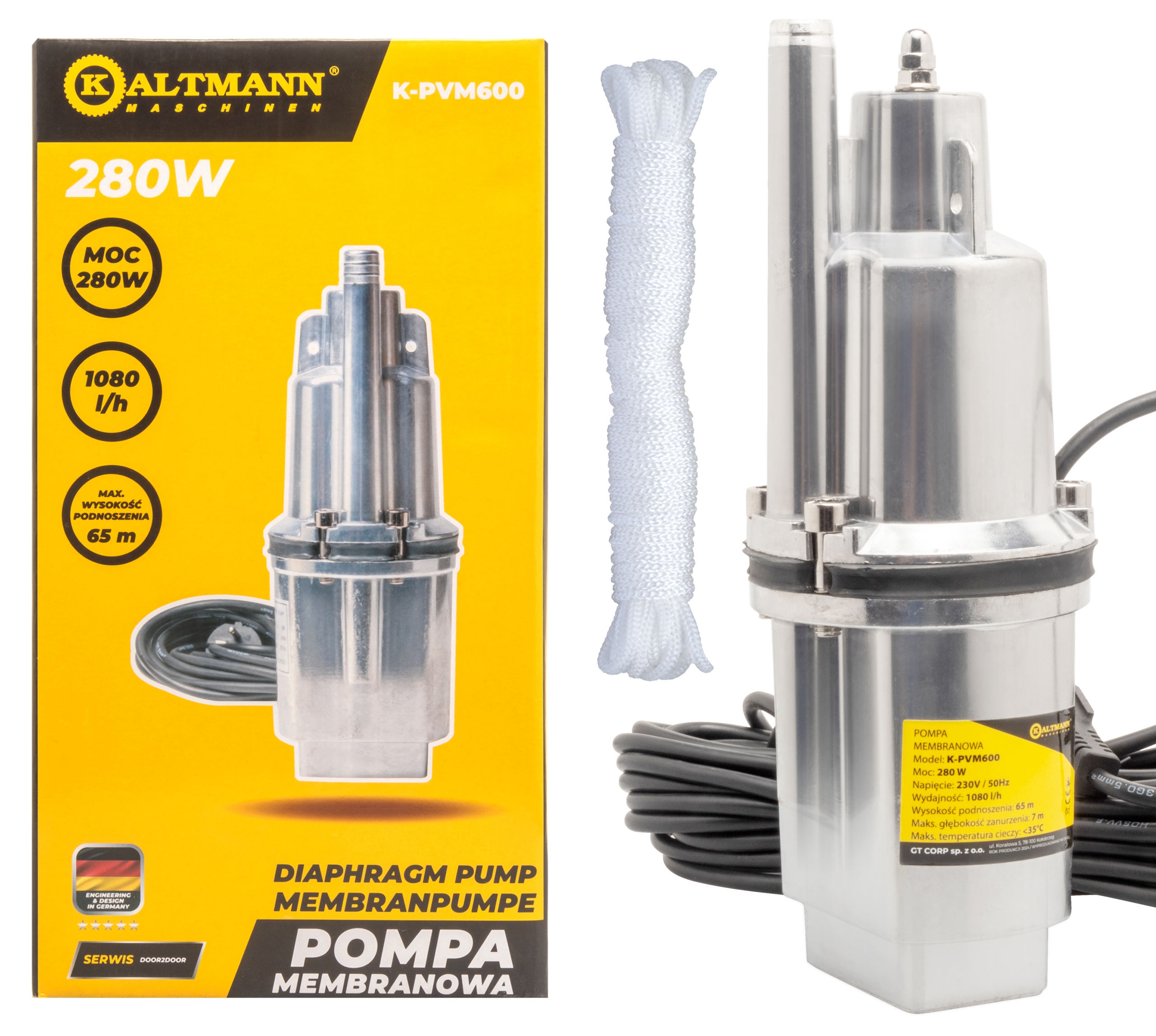 Pompa do wody lekko brudnej i czystej Ruska Do Studni zatapialna Nurek 280W