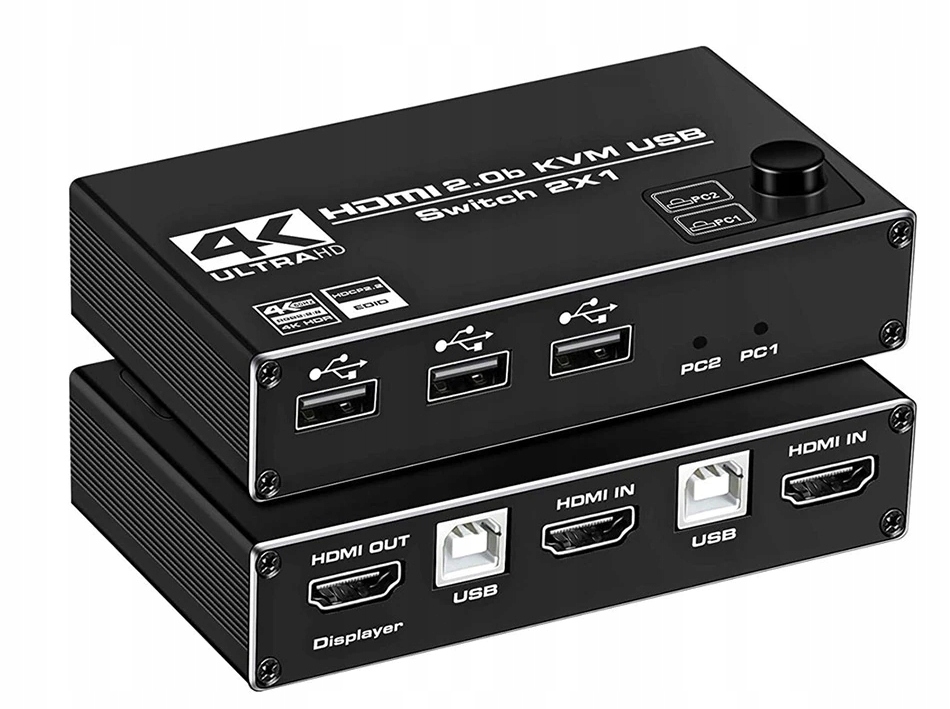 

Przełącznik Kvm Hdmi 2.0 Usb Switch 4K/60Hz 3xUSB