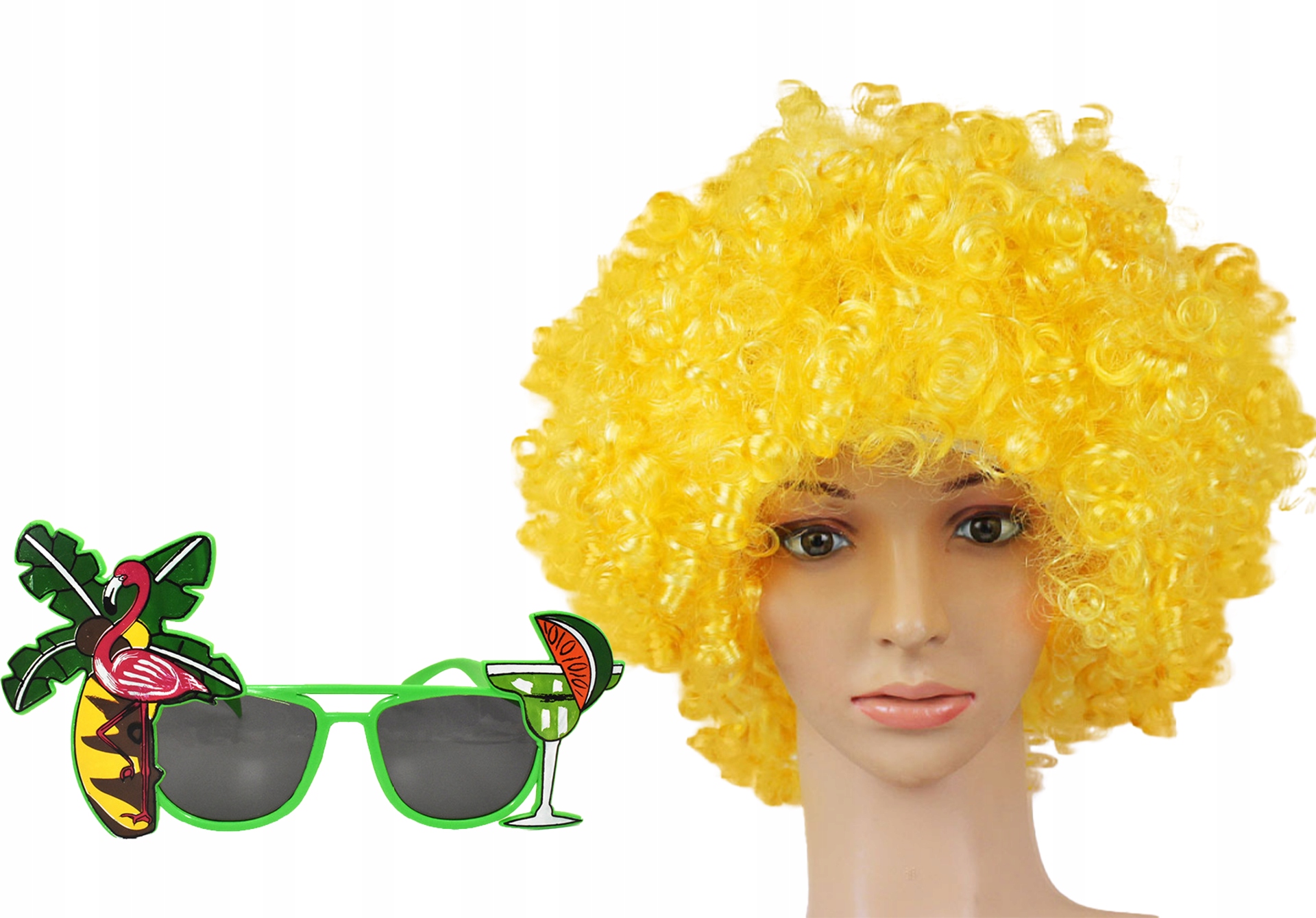 2 w 1 - PERUKA + OKULARY - WŁOSY AFRO PARTY FOTOBUDKA 18 20 30 40