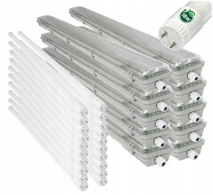 

10x Oprawa Hermetyczna 120cm lampa+ świetlówki Led