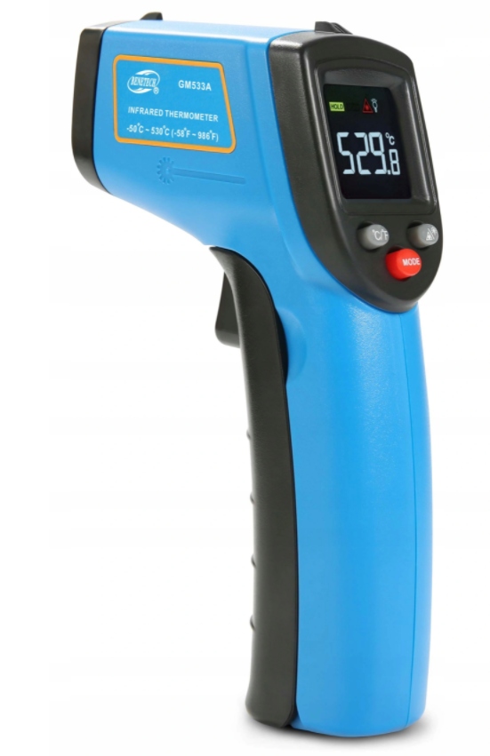 PIROMETR TERMOMETR LASEROWY BEZDOTYKOWY NA PODCZERWIEŃ EMISYJNOŚĆ -50+530°C Model GM533A