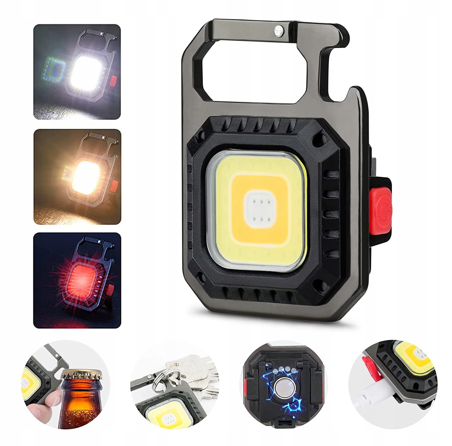 LATARKA LED COB BRELOK OTWIERACZ STOJAK MAGNES USB Marka Liderhoff