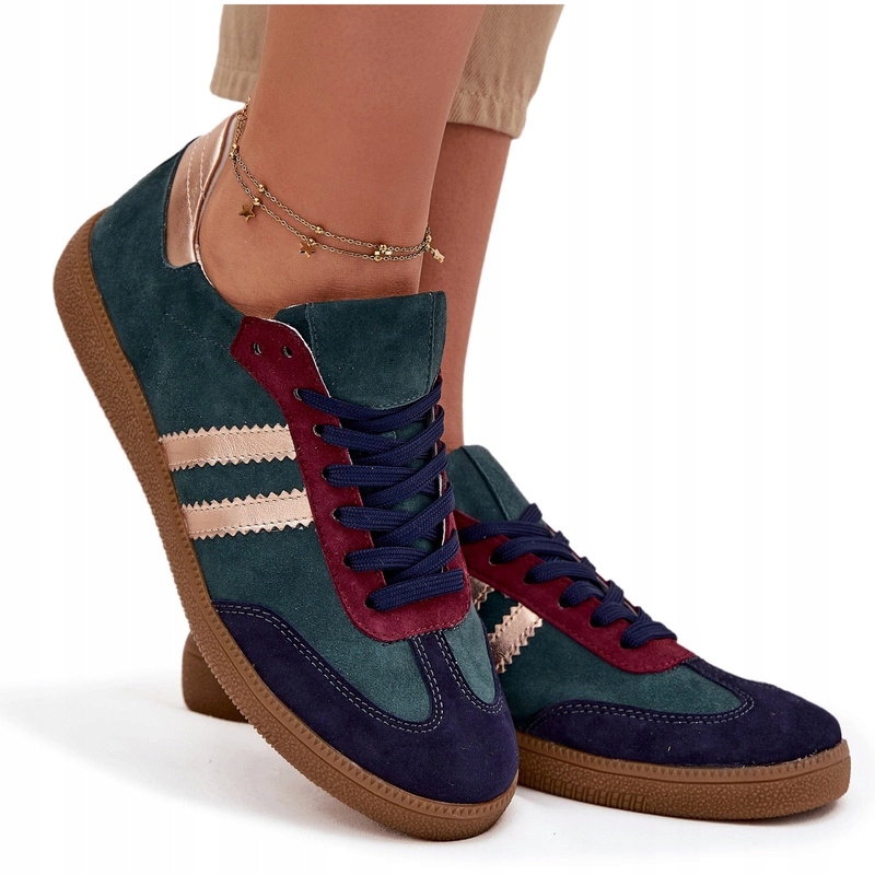 Zazoo N1068 Semišové Dámské Nízké Tenisky Lahvová Zeleň 40